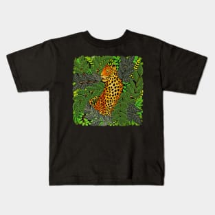 Jaguar in Green Rainforest Jungle Kids T-Shirt